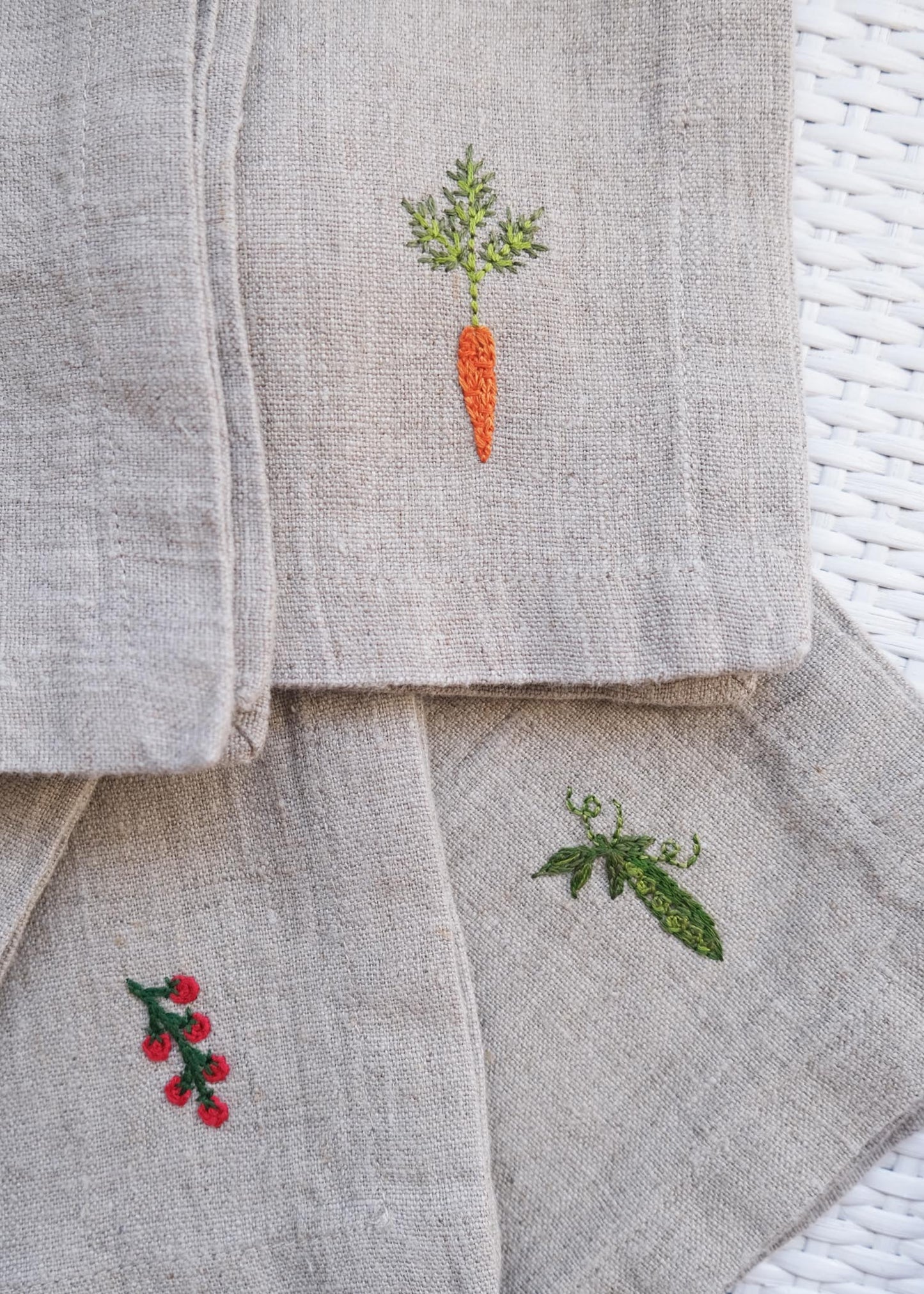 Lot de 2 serviettes en lin Potager