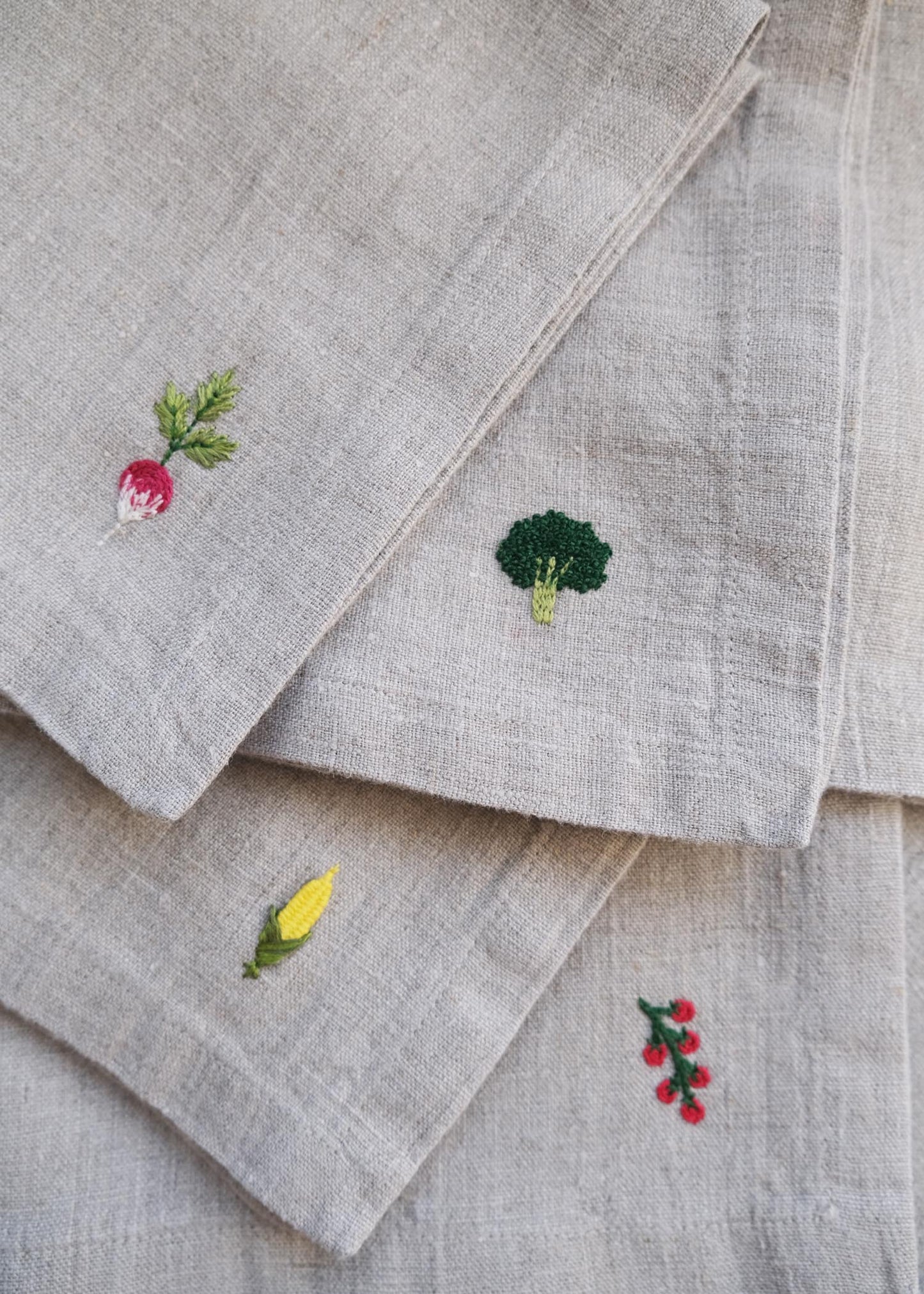 Lot de 2 serviettes en lin Potager