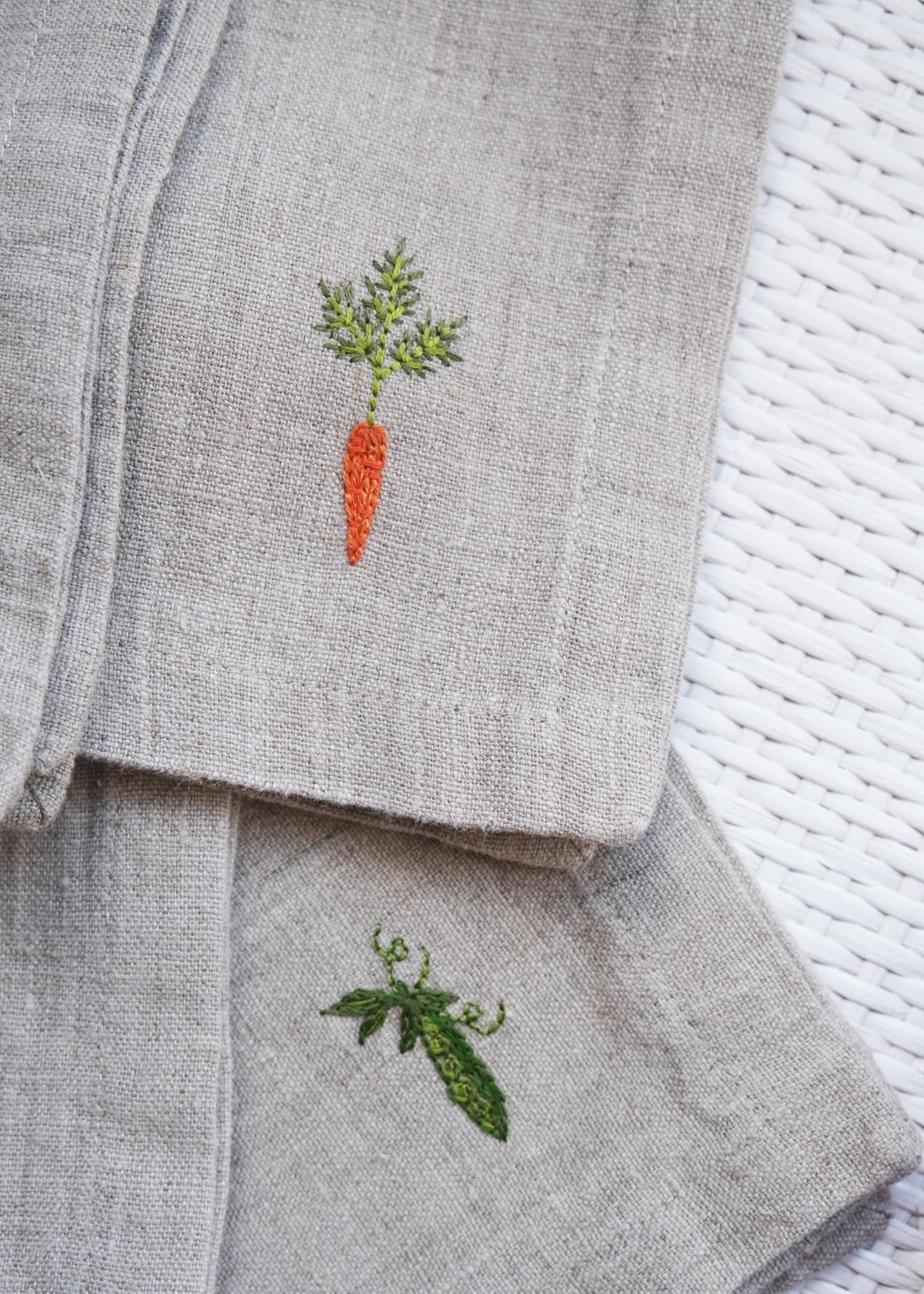 Lot de 2 serviettes en lin Potager