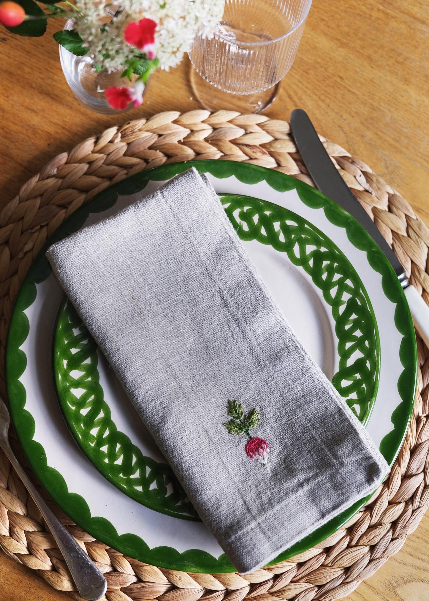 Lot de 2 serviettes en lin Potager