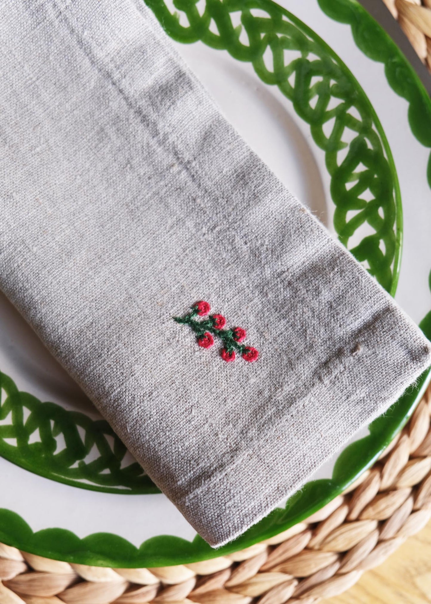 Lot de 2 serviettes en lin Potager