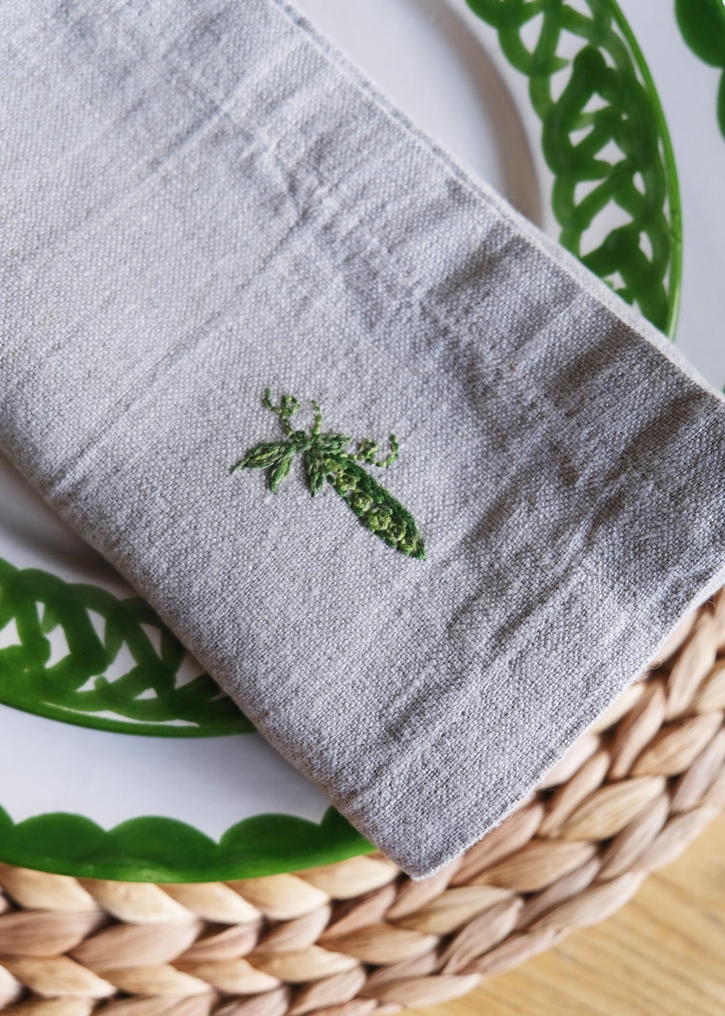 Lot de 2 serviettes en lin Potager