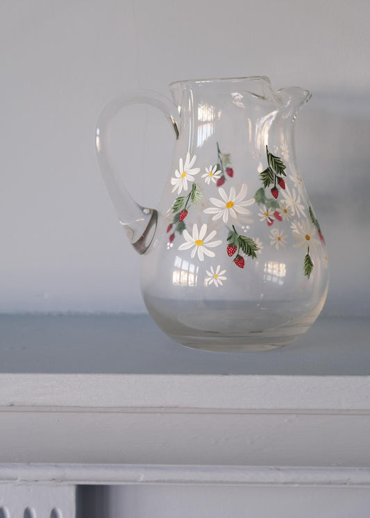 Pichet en verre recyclé Daisy &amp; myosotis