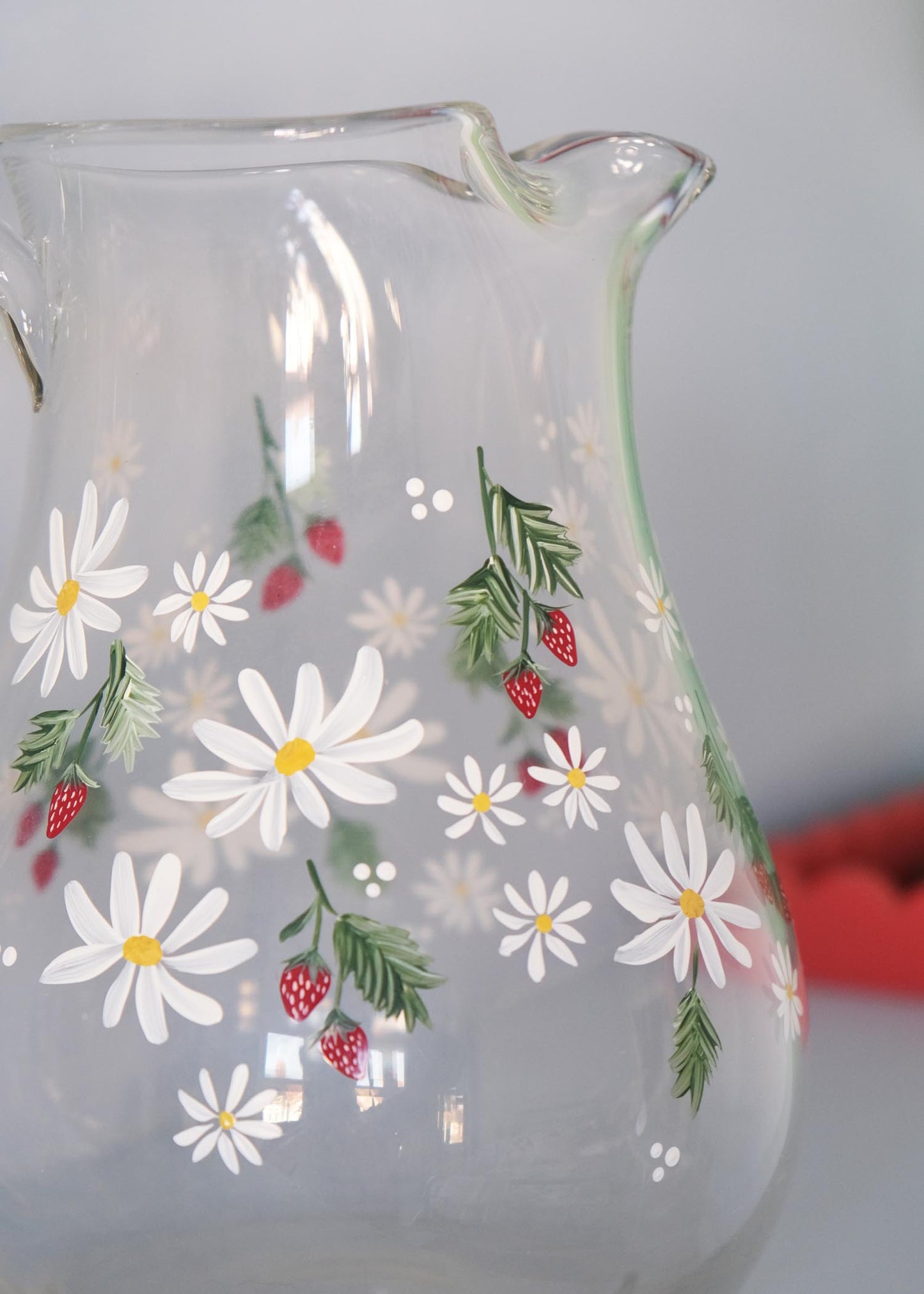 Pichet en verre recyclé Daisy &amp; myosotis