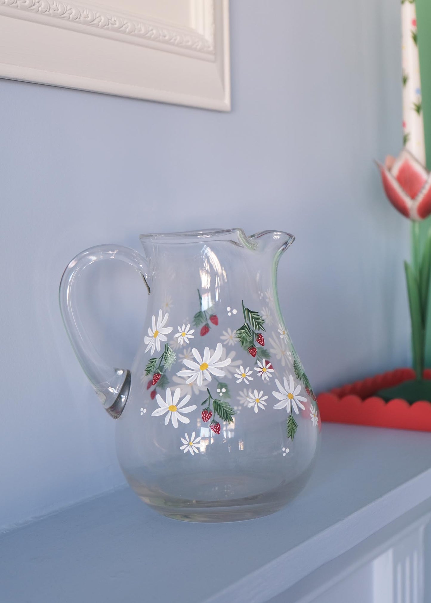 Pichet en verre recyclé Daisy &amp; myosotis