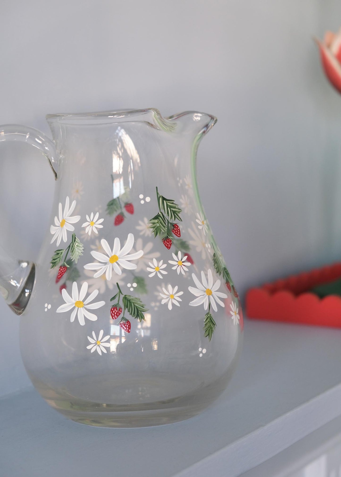 Pichet en verre recyclé Daisy &amp; myosotis