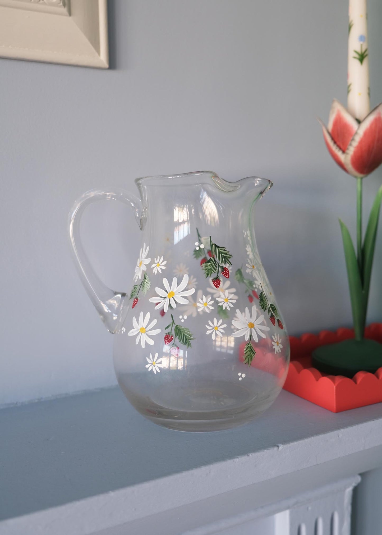 Pichet en verre recyclé Daisy &amp; myosotis