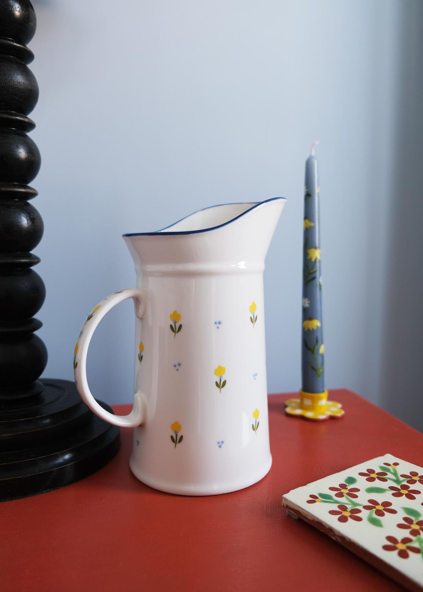 Yellow tulip ceramic jug