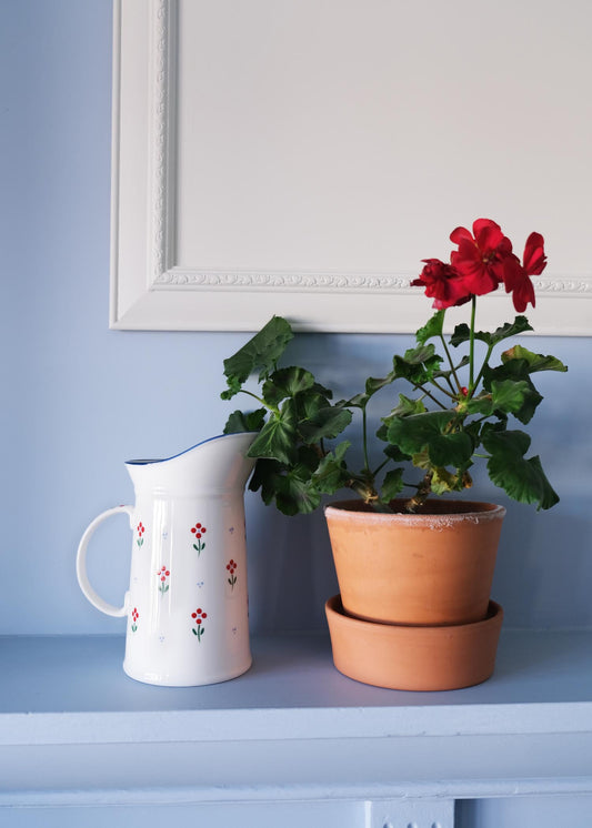 Red flower ceramic jug
