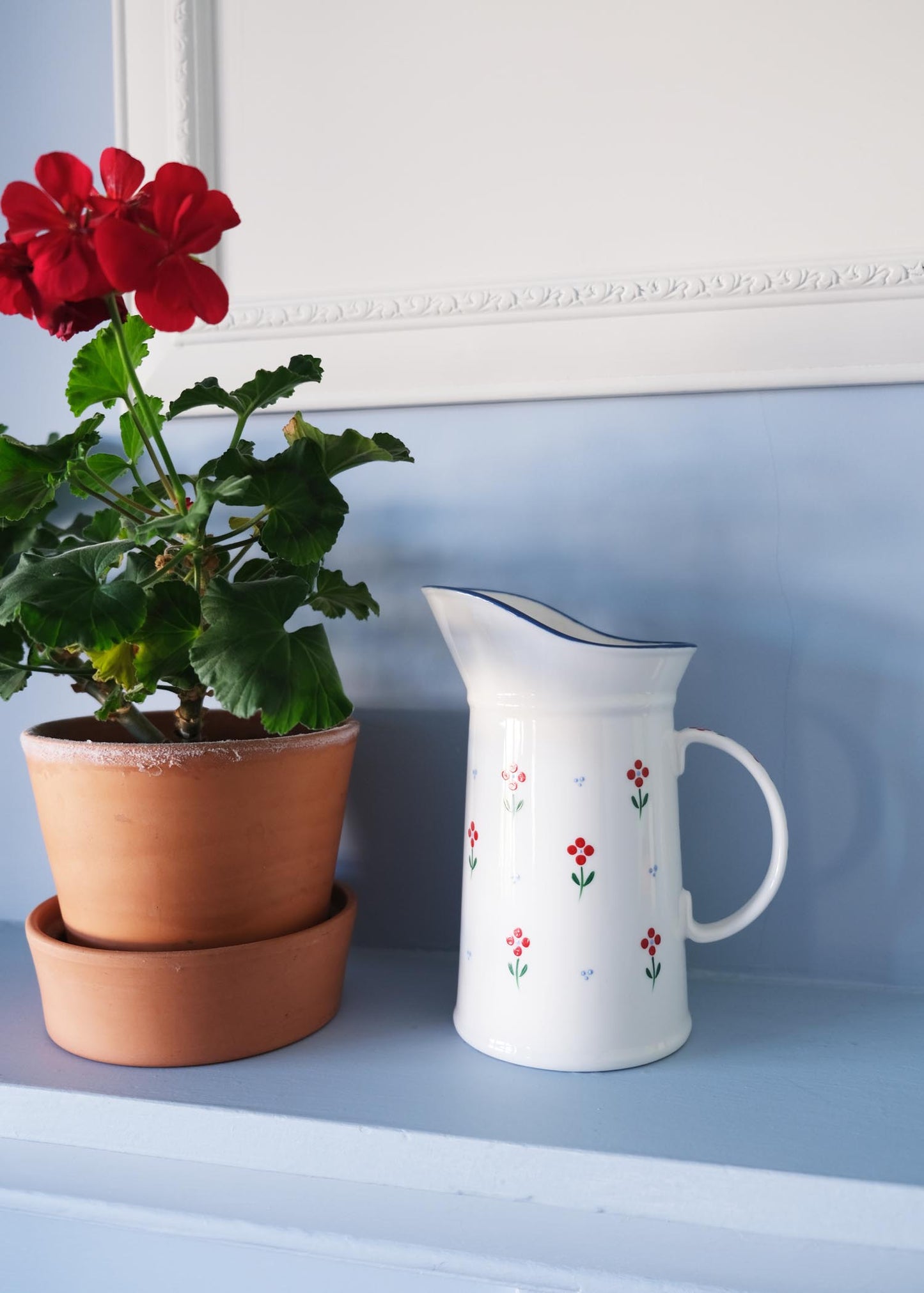 Red flower ceramic jug