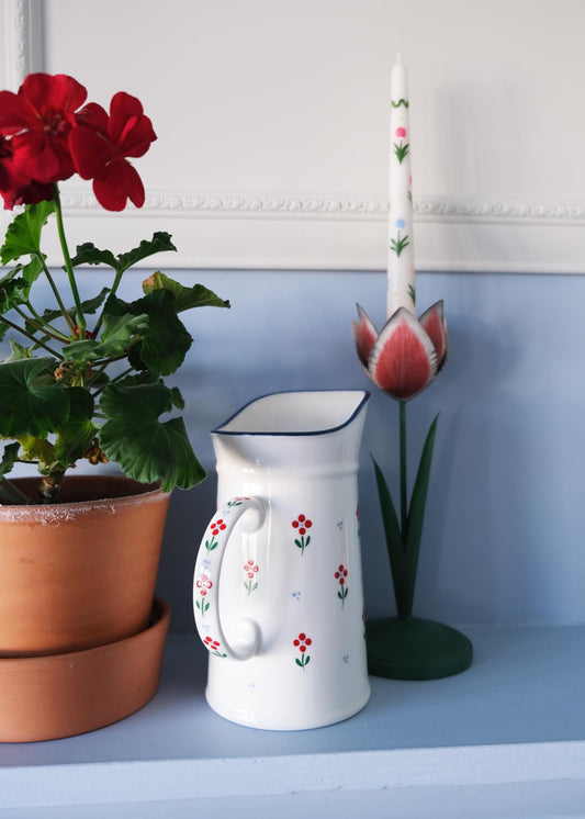 Red flower ceramic jug