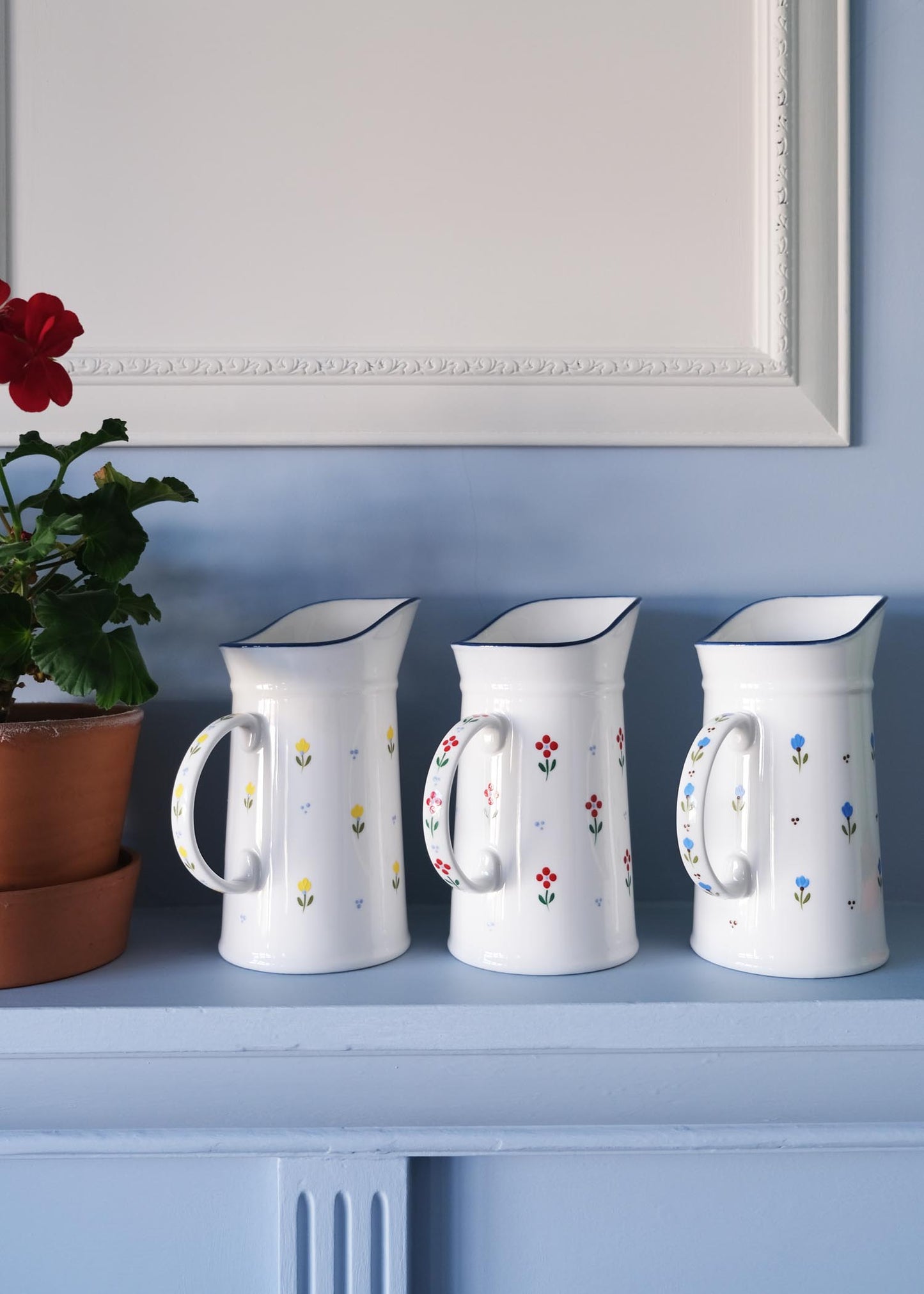 Red flower ceramic jug