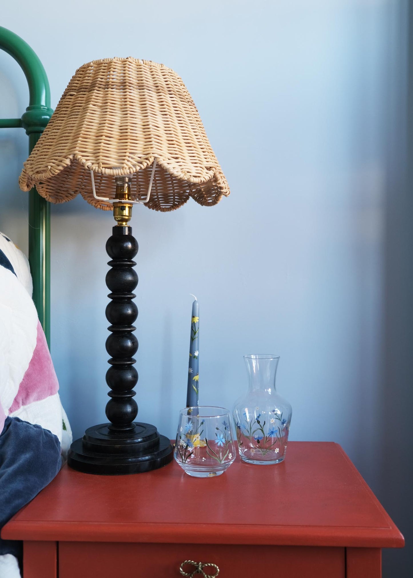 Cornflower & daisy carafe & glass set