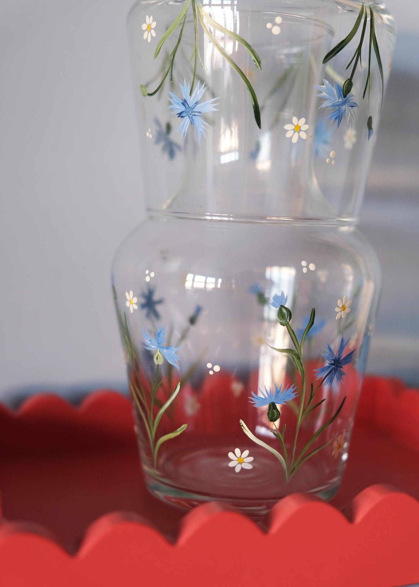 Cornflower & daisy carafe & glass set