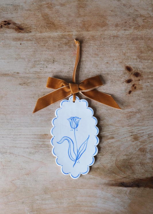 Large blue tulip wall hanging