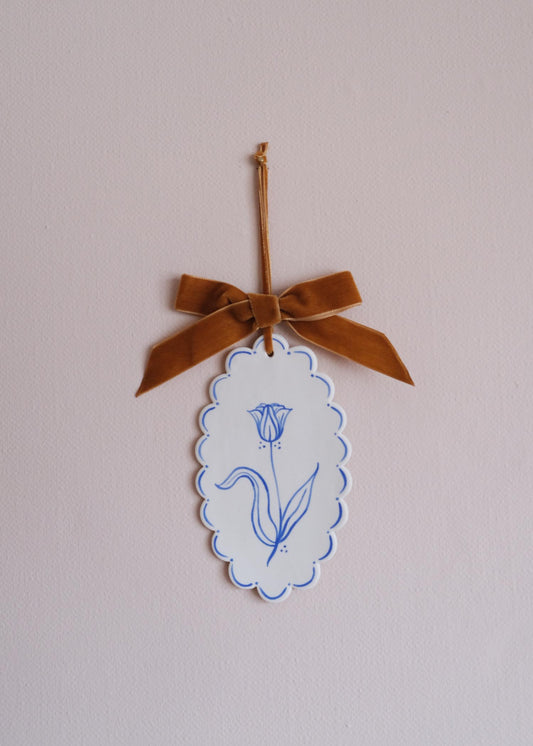 Large blue tulip wall hanging