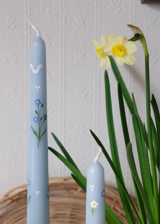 Ric-rac forget me not blue candle