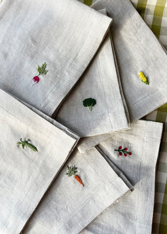Vegetable garden linen napkin set of 2