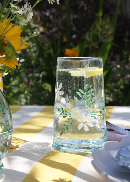 Cosmos & forget me nots recycled glasses set of 2