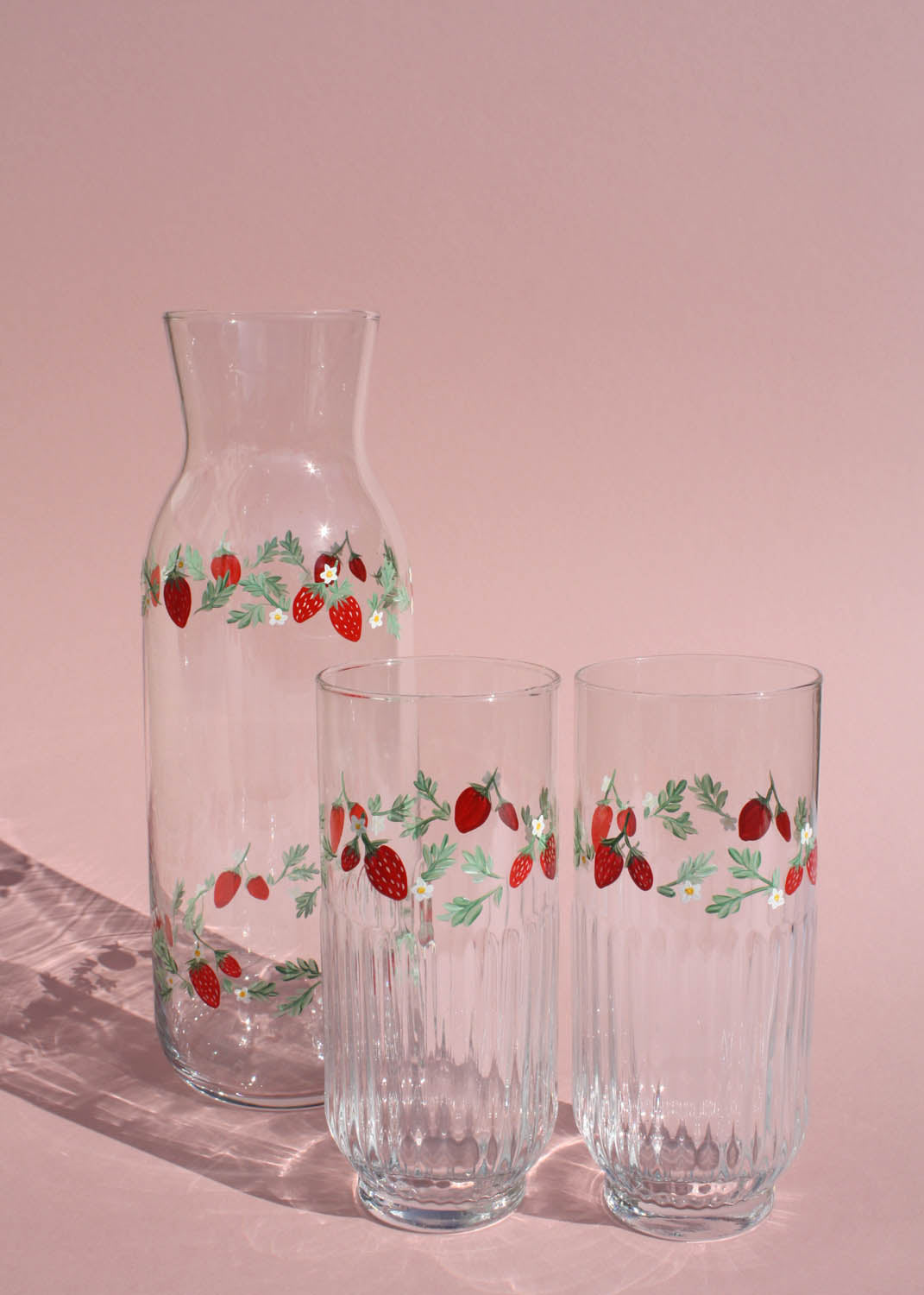 Strawberry glass carafe