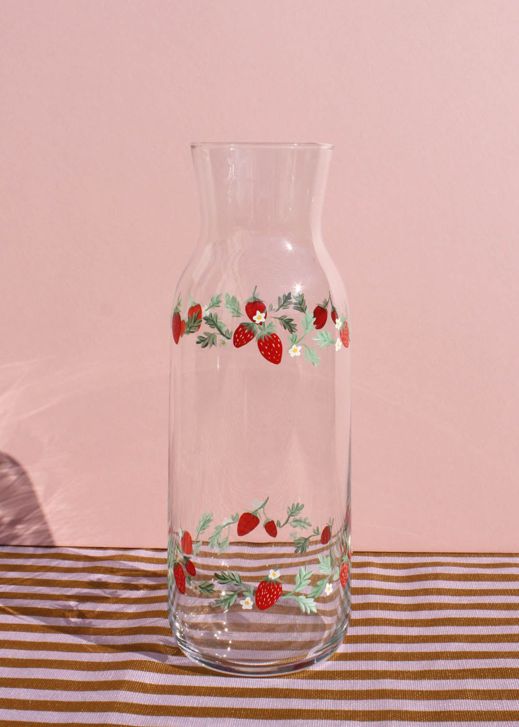 Strawberry glass carafe