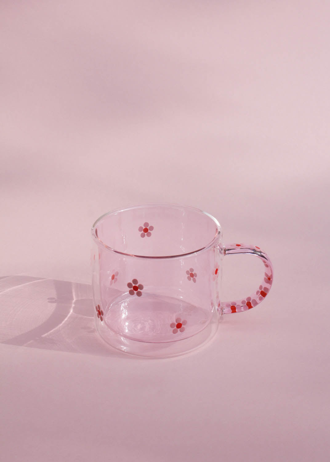 Hand painted pink daisy dot mug