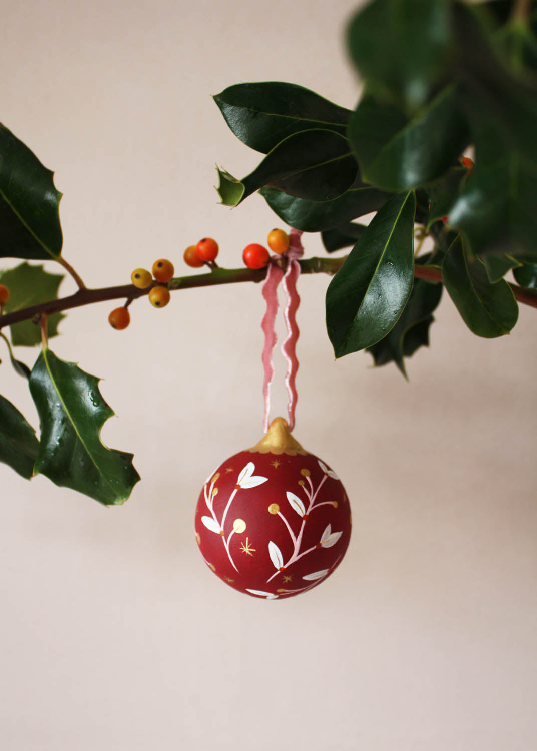 festive Hand painted personalised ceramic bauble