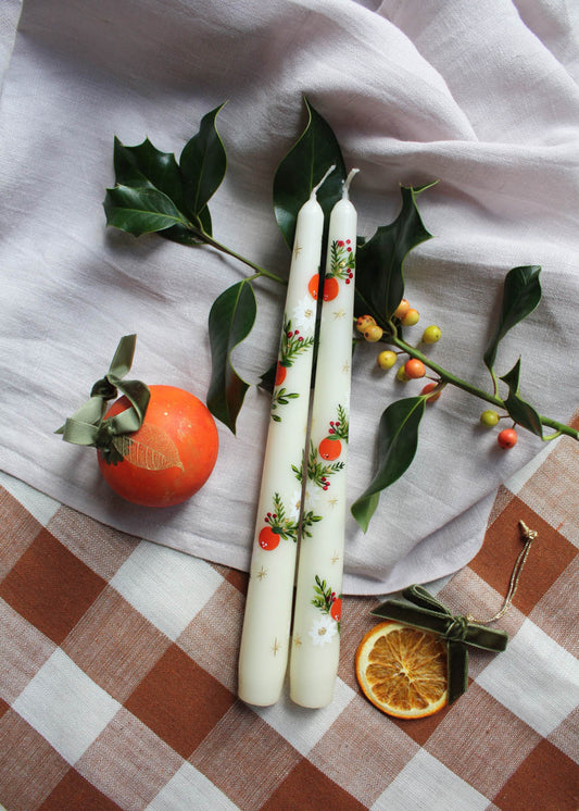 Clementine & poinsettia candle