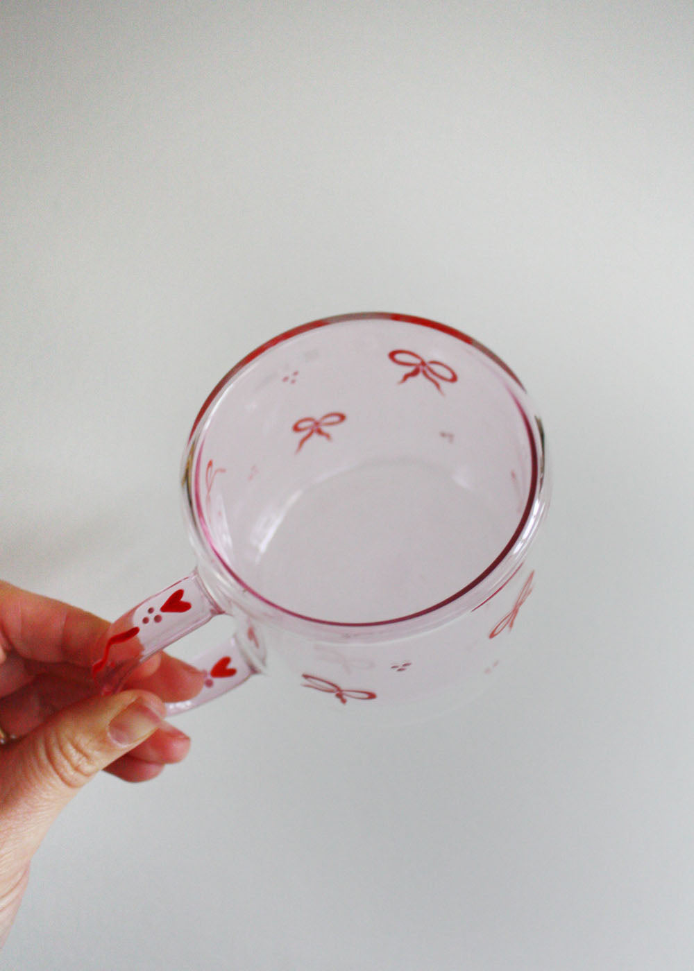 Hand painted pink bow mug