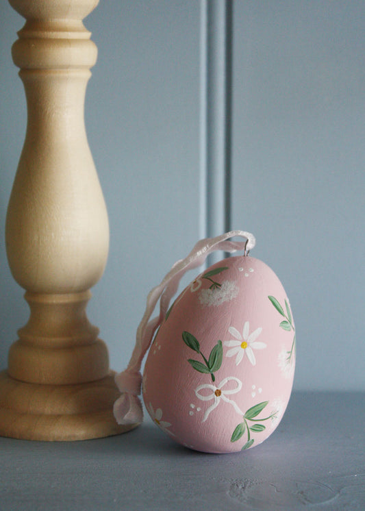 Pink Cosmos & daisy ceramic egg