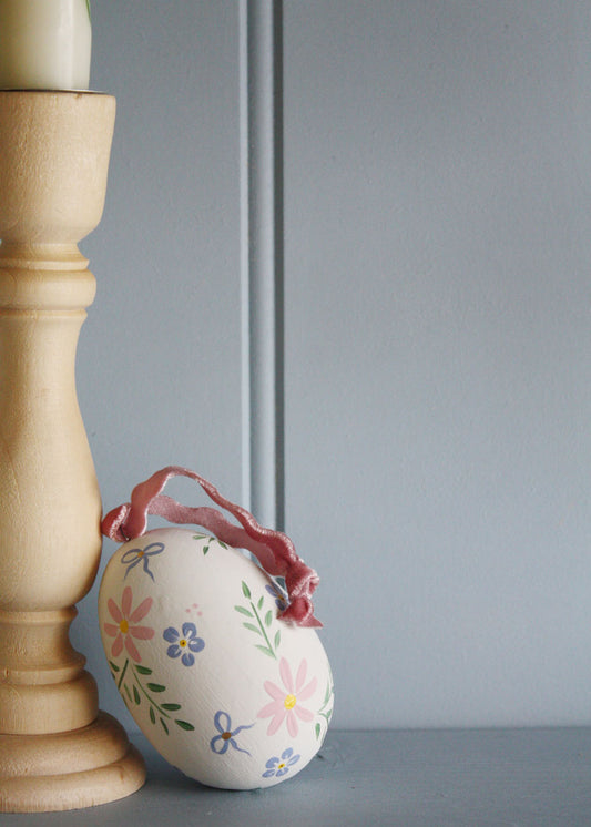 Pastel floral ceramic egg
