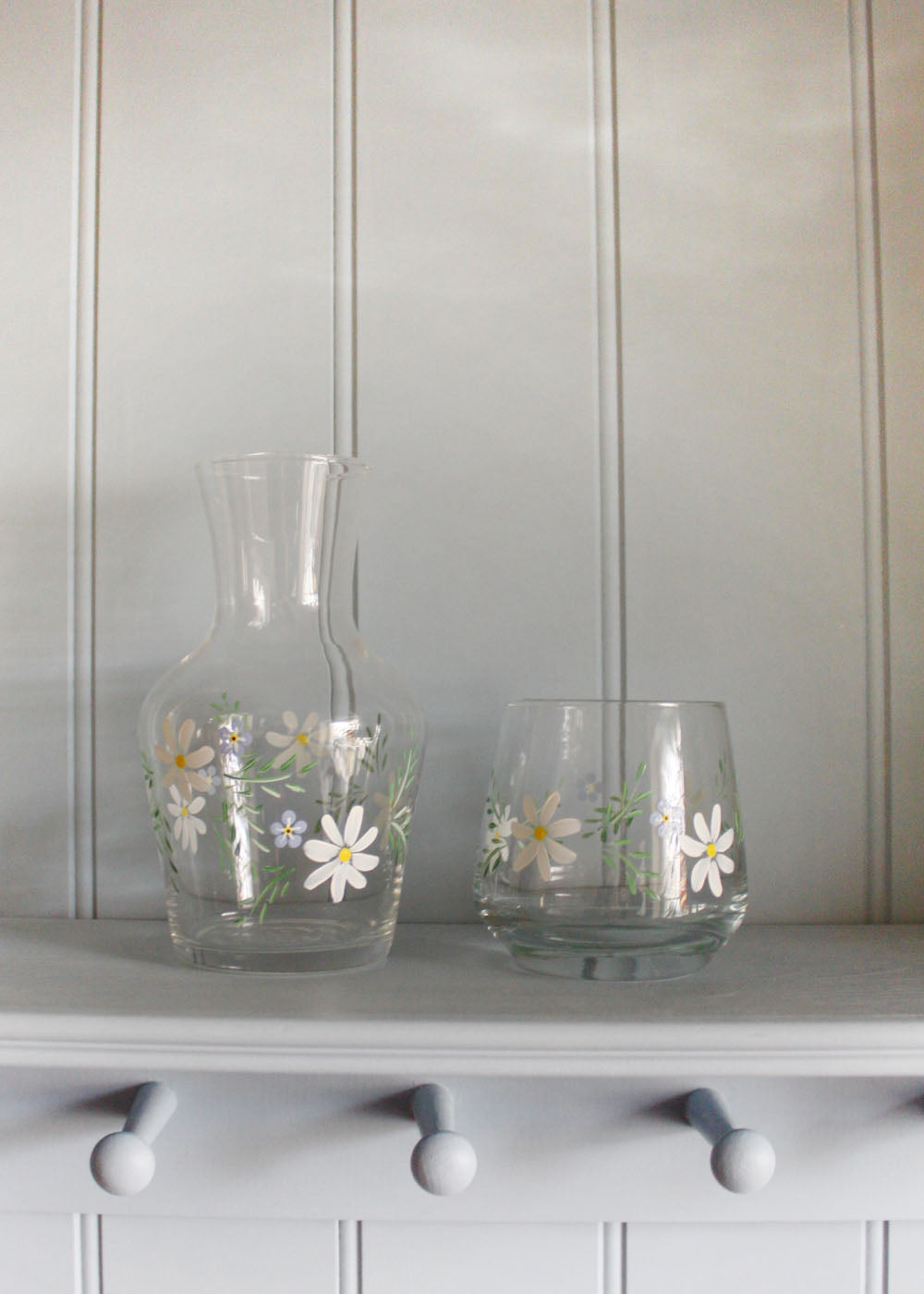 Cosmos & forget me not carafe & glass set