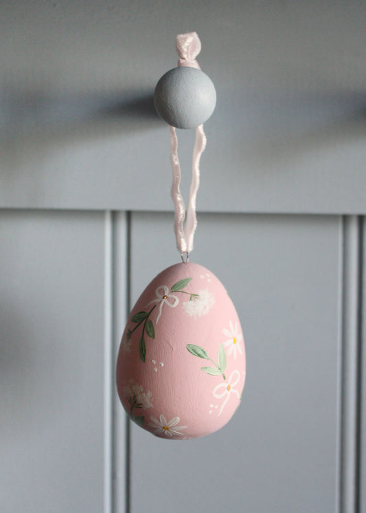 Pink Cosmos & daisy ceramic egg