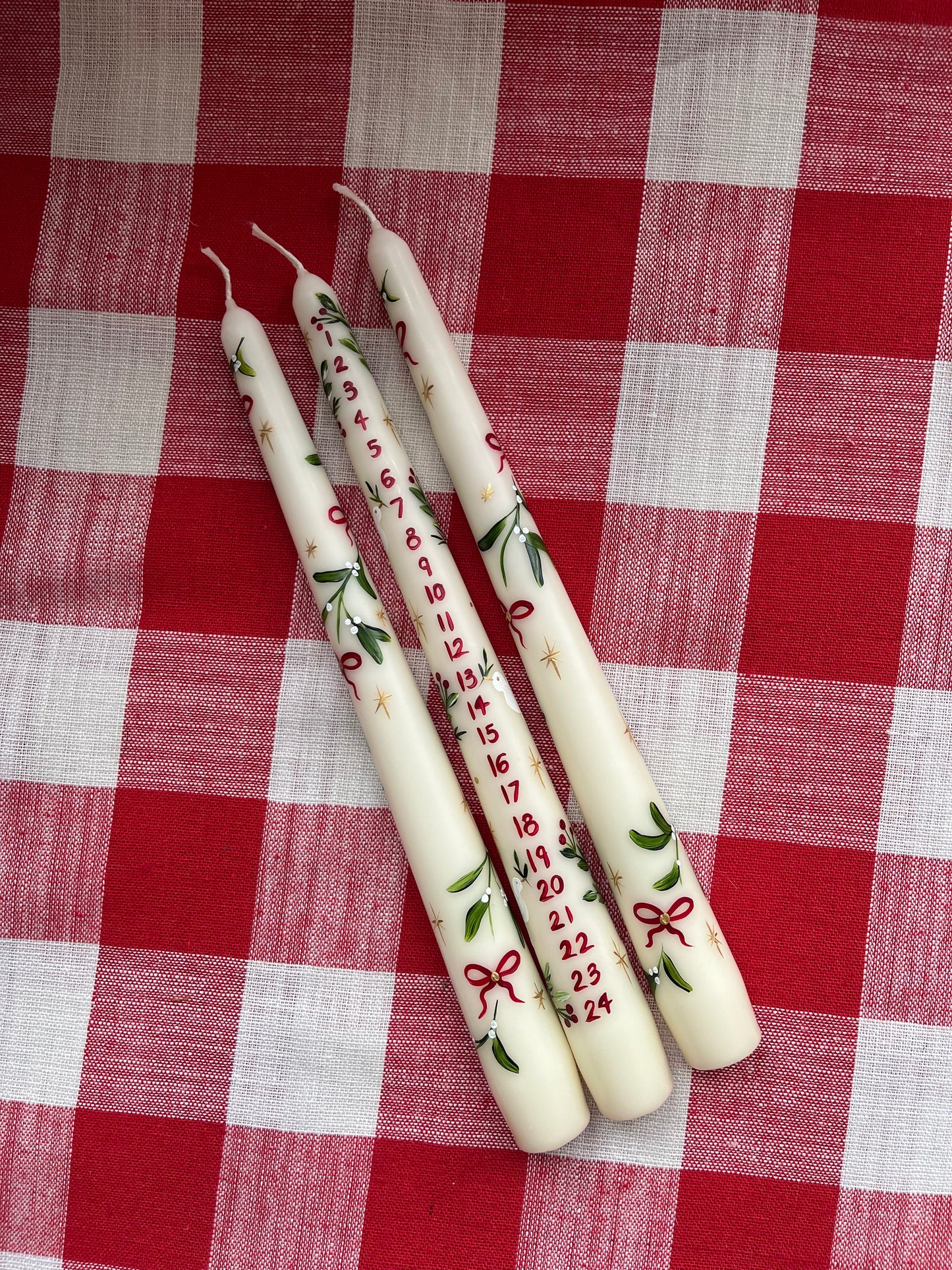 festive tapered Dove Advent candle