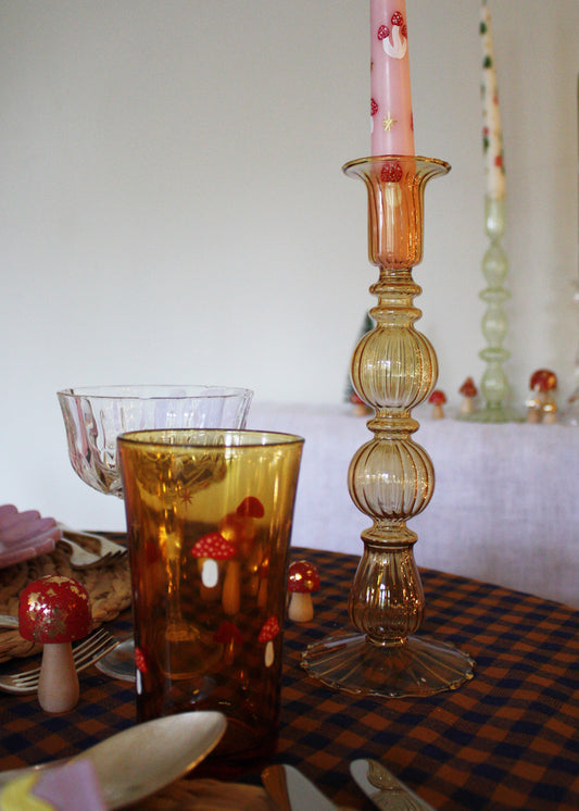 Amber glasscandle holder