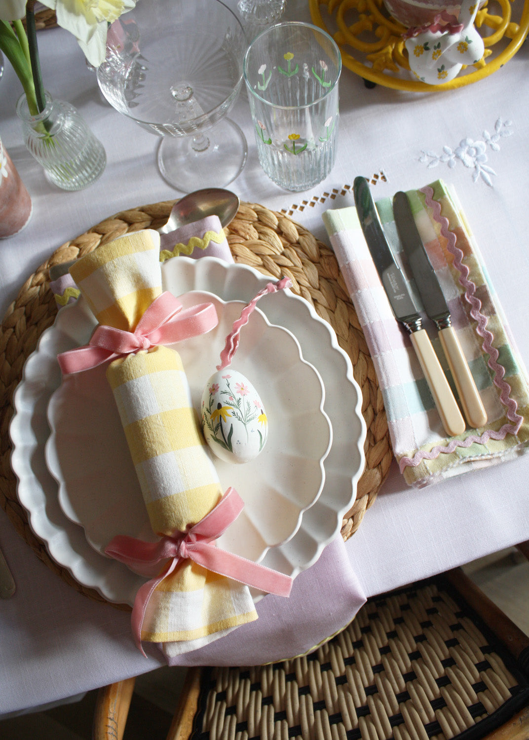 Perfect pastel & pink ric-rac napkin set of 2