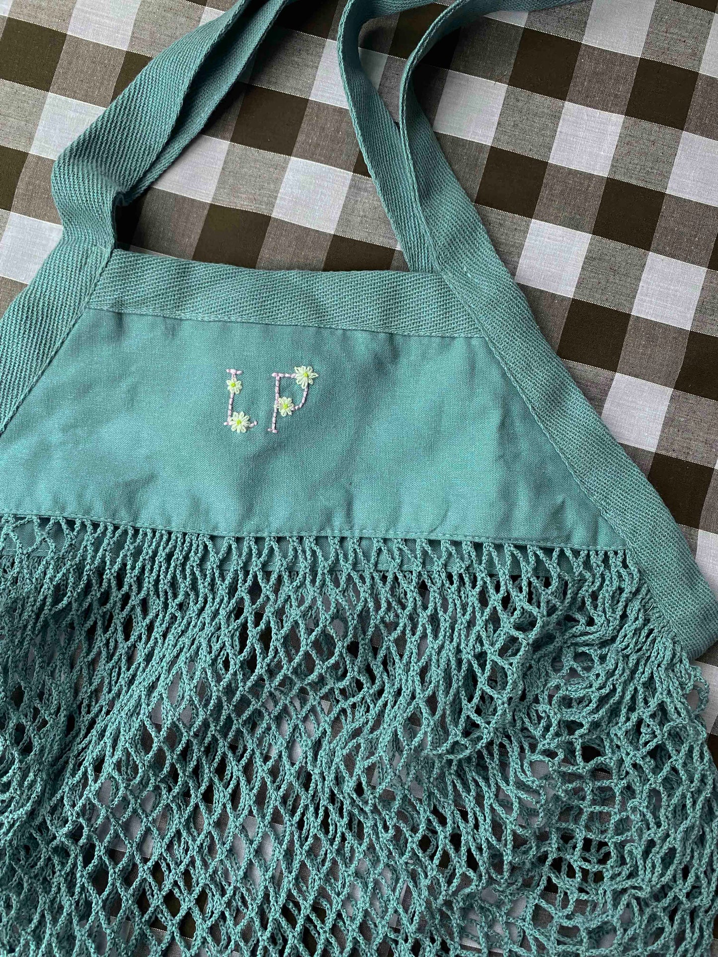 Personalised organic cotton mesh tote