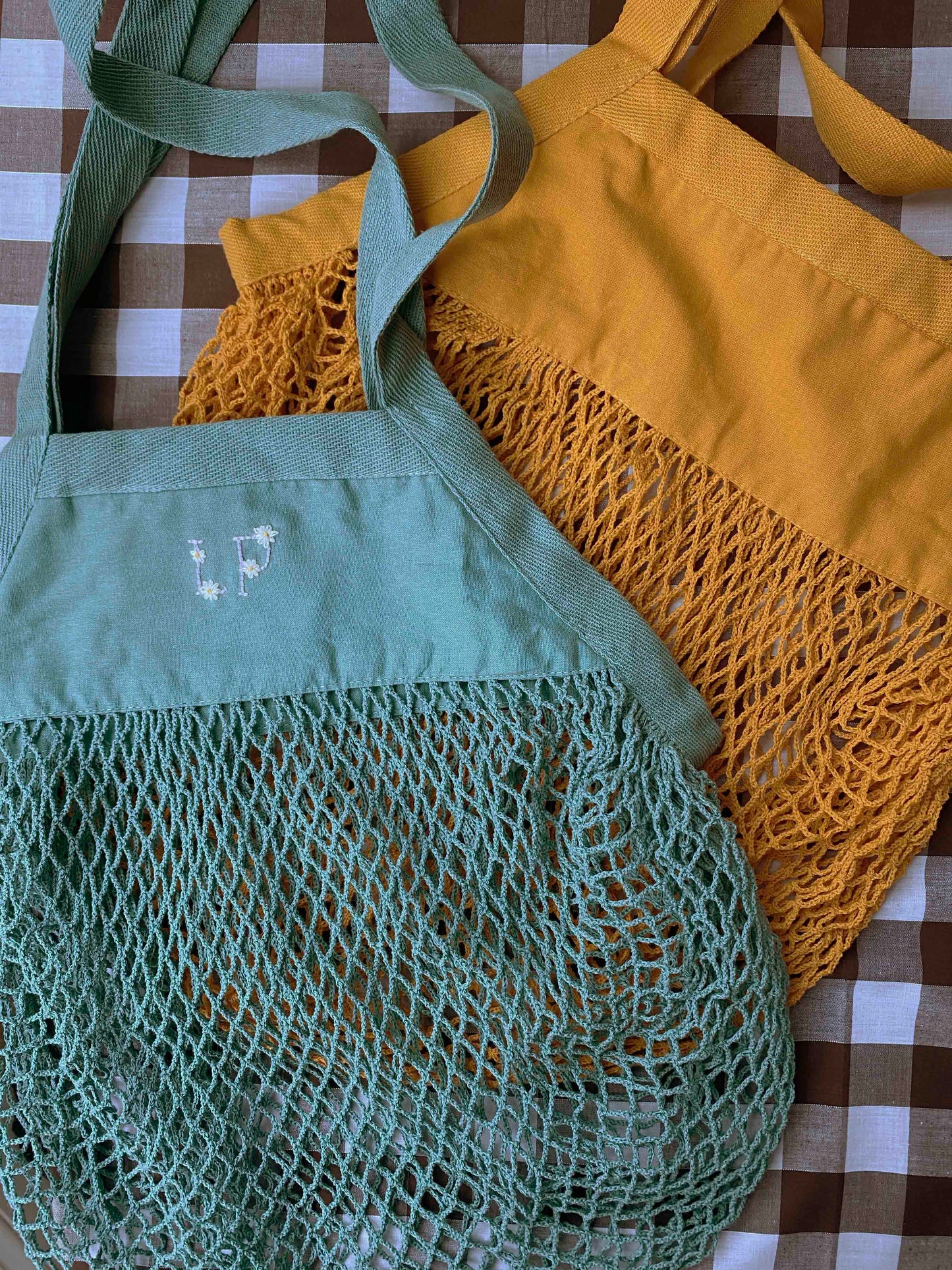 Personalised organic cotton mesh tote