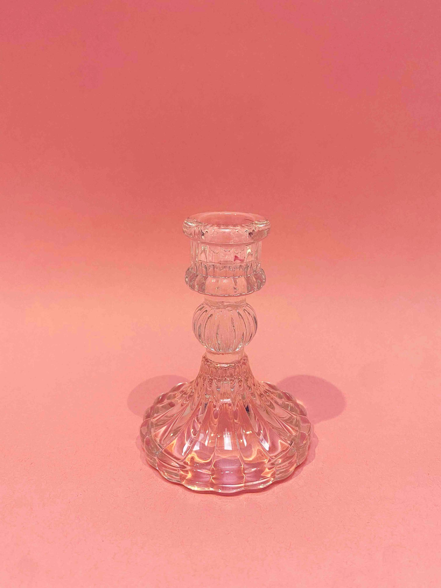 Petite glass pleated candle stick