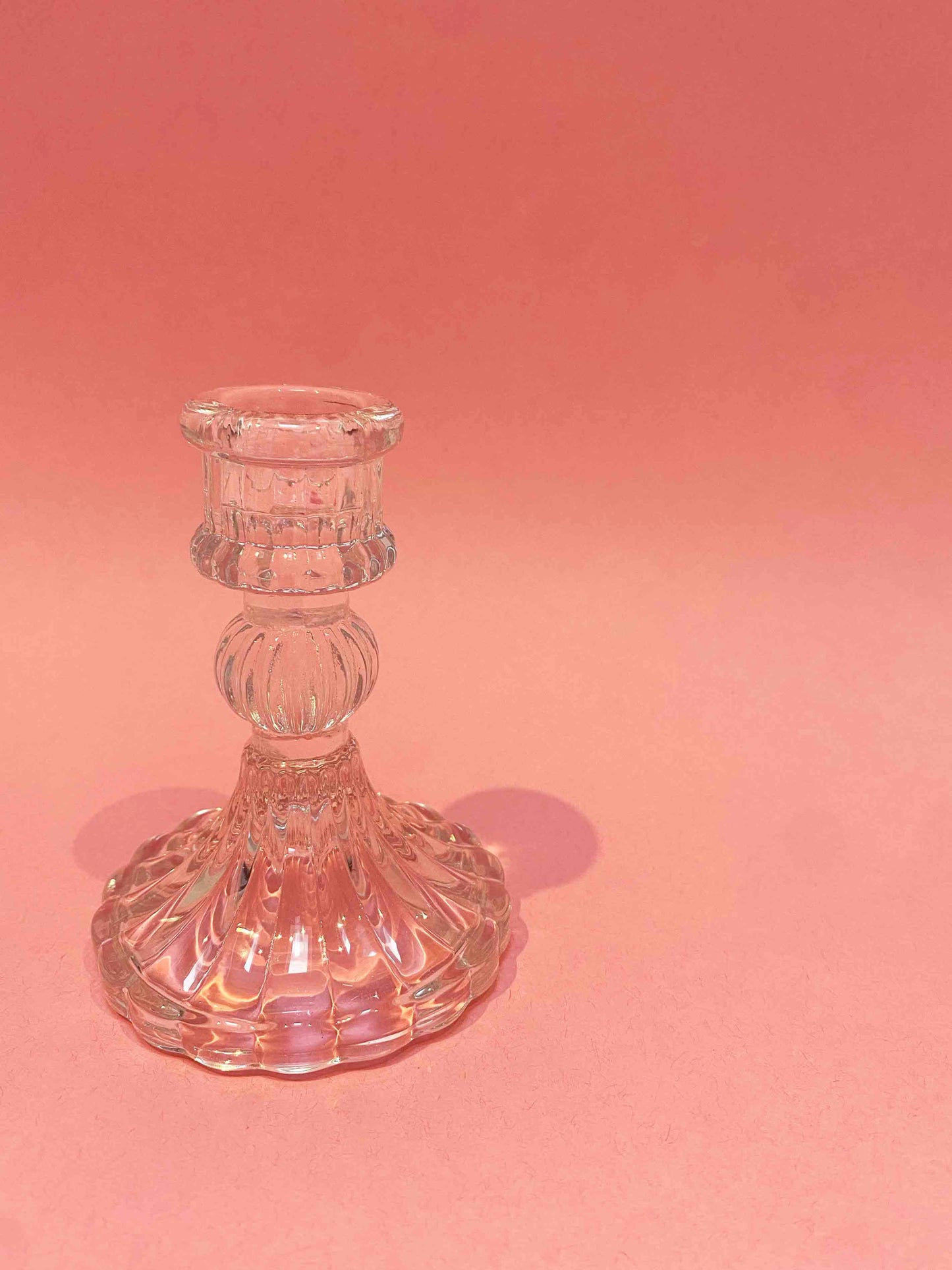 Petite glass pleated candle stick