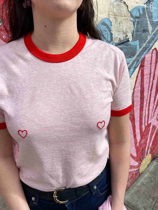 T-shirt rose coeur en coton bio