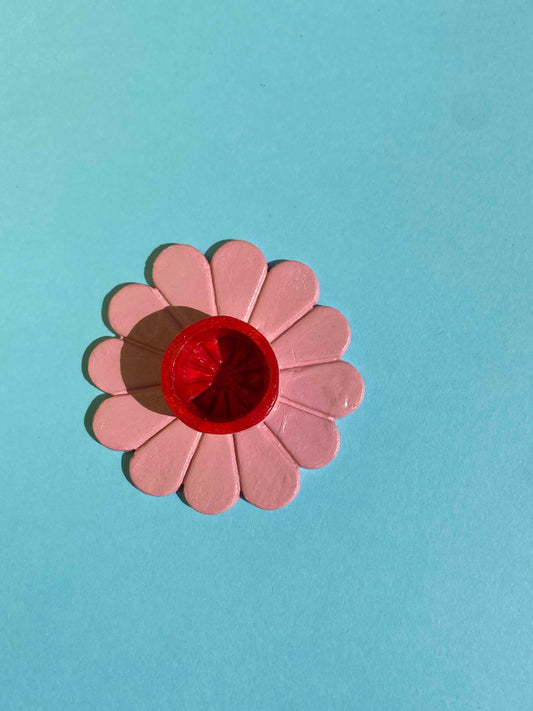 Pink & red daisy candle holder