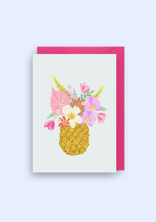 Carte d'ananas fleurie