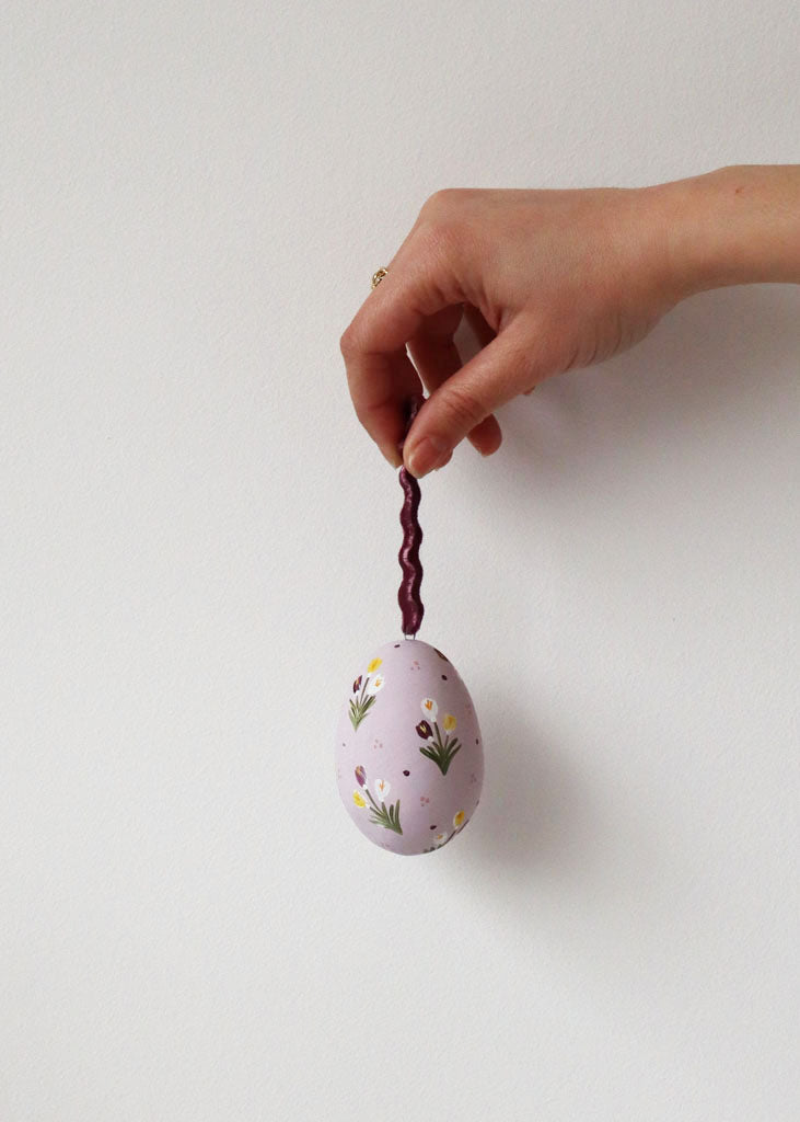 hand painted lilac ceramic egg decoration