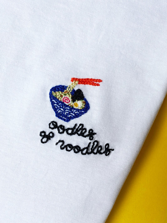 Oodles of noodles embroidered unisex organic cotton T-shirt